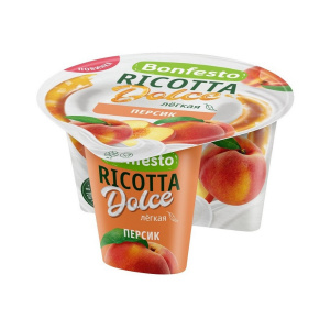 Сыр мягкий Рикотта 40% и наполнитель Персик 125г (Bonfesto)