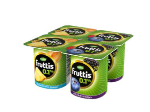 Йогурт FRUTTIS легкий ананас-дыня/лесн.ягода 0,1% 4*110г(24/4)