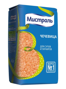Чечевица красная колотая Мистраль для супов и гарниров 450гр 1/12