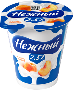 Йогурт "Нежный" с соком персика 2,5% 350г стак. (12/1)
