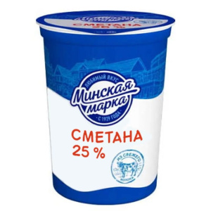 Сметана Минская марка 25% стакан 380гр