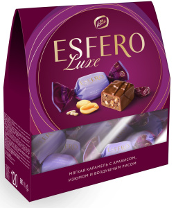 Конфеты "ESFERO Luxe"Мягкая нуга с арахисом,изюмом и воздушным рисом 120г Конти