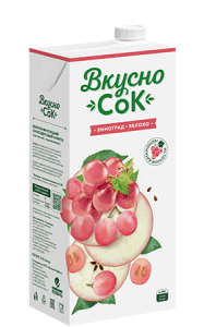 Яблочно-виноградный сокосодержащий напиток New 0,95л с крышкой (Slim) ВкусноСок