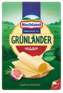 Сыр полутвёрдый Чеддер Хохланд 130гр слайс