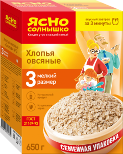 Хлопья овсяные №3 650г мелкие