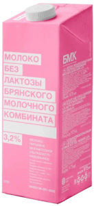 "БМК" Молоко Безлактозное ультрапаст. 3,2%  0,975 л ТВА edge