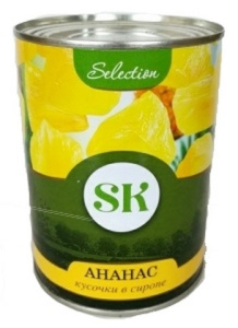 Ананасы кусочки в сиропе 565г SK