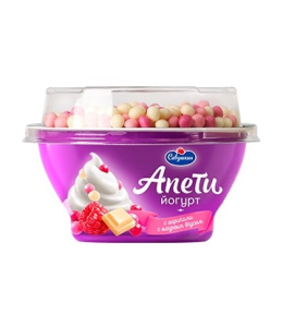 Йогурт Пломбир рисовые шарики ягодный вкус 5,0% ст 105г Савушкин(12/1)