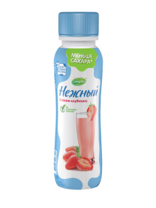 Напиток йогурт "Нежный" с соком клубники 0,1% 285г бут.