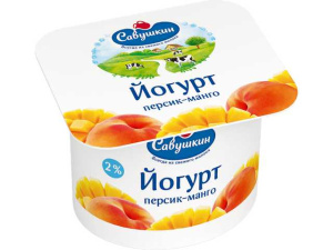 Йогурт Персик/манго 2,0% п/ст 120г Савушкин(12/1)