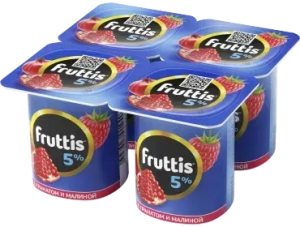 Йогурт FRUTTIS Слив.Лаком. гранат/малина 5% 4*115г (24/4)