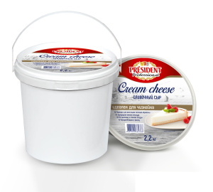 Сыр творож. сливочный CREAM CHEESE для Роллов и Чизкейка Президент 65% 2,2кг.(Хорека)