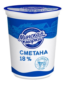 Сметана Минская марка 18% стакан 380гр