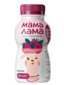 Мама Лама с малиной 2,5% 200г Йогурт питьевой