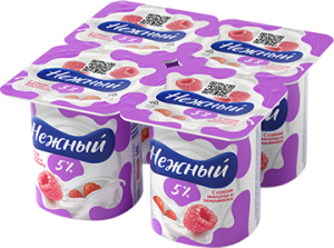 Йогурт "Нежный" с соком малина-земляника 5%100г(24/4)