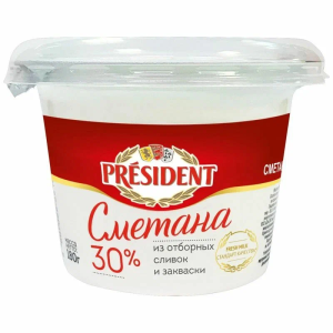 Сметана 30% 180г Президент