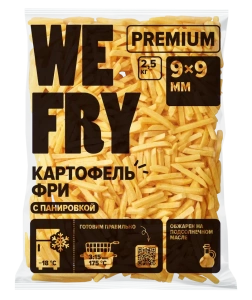 Картофель фри We Fry в панировке 9*9мм 2,5кг Premium (1/5)