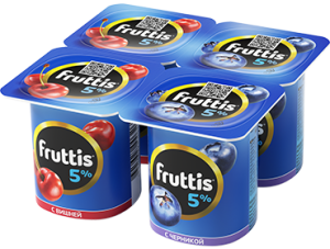 Йогурт FRUTTIS Слив.Лаком.вишня/черника 5% 4*115г(24/4)