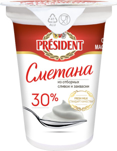 Сметана 30% 350г Президент