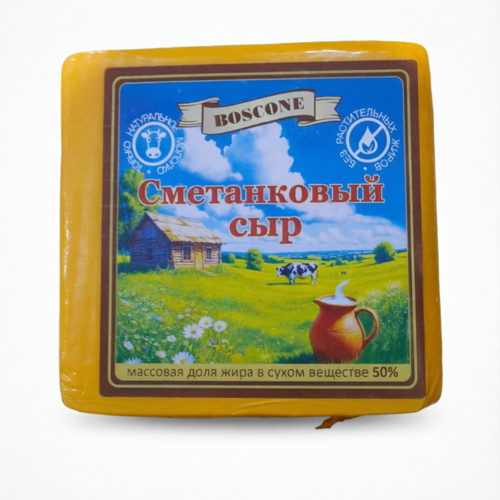 Сыр Сметанковый 50% Boscone куб ~2,5кг, весовой