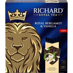 Чай Ричард Royal Bergamot & Vanilla черный 100 сашет 200г 1/8