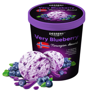 Ведро Dessert club Very Blueberry пломбир с черникой и джемом 450гр 6шт/кор