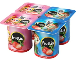 Йогурт FRUTTIS Kids клубника 2,5% 4*110г (24/1)