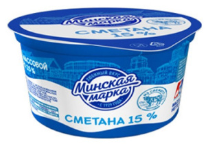 Сметана Минская марка 15% стакан 180гр