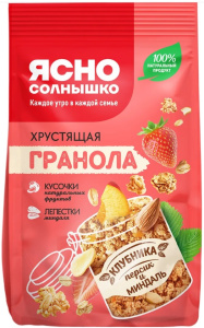 Гранола хруст. С Клубникой персиком миндалём Ясно солнышко 250гр 1/6