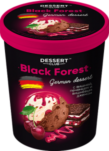 Ведро Dessert club Black forest слив. шоколад с шок. бисквитом, ваниль, с вишн. джемом и вишней 480гр 6шт/кор