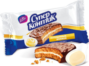 Печенье-сэндвич "Супер-контик" со сгущенным молоком 100г* 50шт (Р)