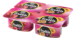 Йогурт FRUTTIS Супер Экстра.вишня/персик-марак. 8% 4*115г(16/4)