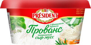 Сыр-Мусс творожный с прованскими травами ПРОВАНС 60% 120г.Президент(8/1)