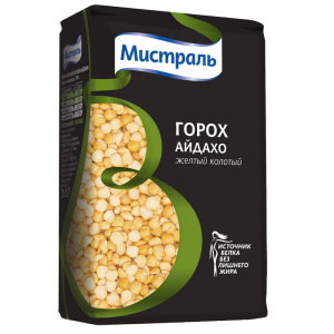 Горох Мистраль шлифованный жёлтый колотый Айдахо 500гр 1/12