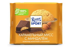 Шоколад молоч."Карамельный мусс" с миндалем100гр Риттер Спорт