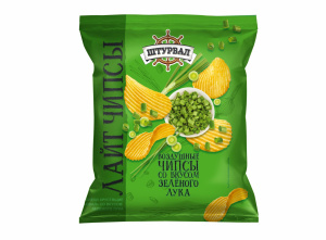 Снеки Овал со вкусом зелёного лука 65г CHIPS Lite (1/12)