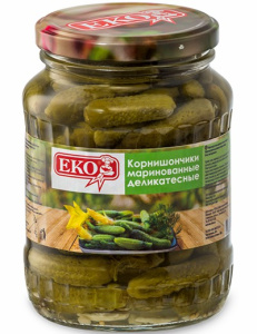 Корнишончики марин.деликатесные (1-3см)370 гр Еко