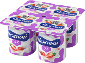 Йогурт "Нежный" с соком клубники 5%100г(24/4)