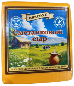 Сыр Сметанковый 50% Boscone куб ~2,5кг, весовой
