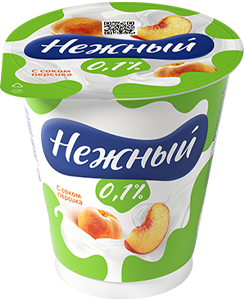 Йогурт "Нежный" с соком персика 0,1% 320г стак(12/1).