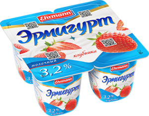 Эрмигурт молочный Клубника 3,2% 4*100 г(24/4)