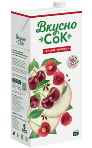 Яблочно-вишневый сокосодержащий напиток New 0,95л с крышкой (Slim) ВкусноСок