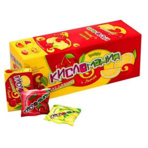 Жевательная конфета "Кисломания дабл фрукт" ассорти 16г*20бл*30шт
