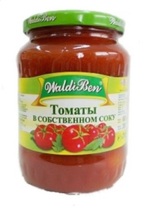 Томаты в собственном соку 680г ст/б Валдибен