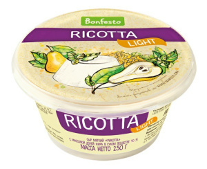 Сыр мягкий Рикотта 40% 250г (Bonfesto)