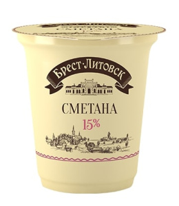 Сметана Брест-Литовск 15% 300г Савушкин пс/с (1/12)