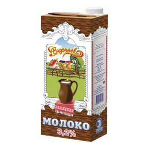 Молоко ультрапаст. 3,2% 1л Вкусняев