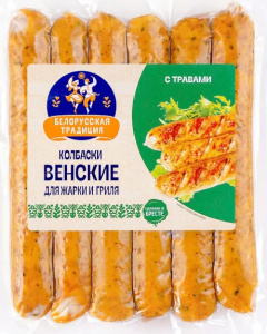 Колбаски Венские для жарки и гриля 300гр Белорусские традиции 1/12