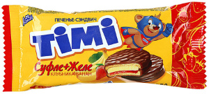 Печенье-сэндвич "ТИМИ" клубника-банан (6*15*56г)
