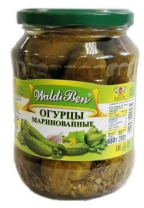 Огурцы маринованные 680г ст/б Валдибен